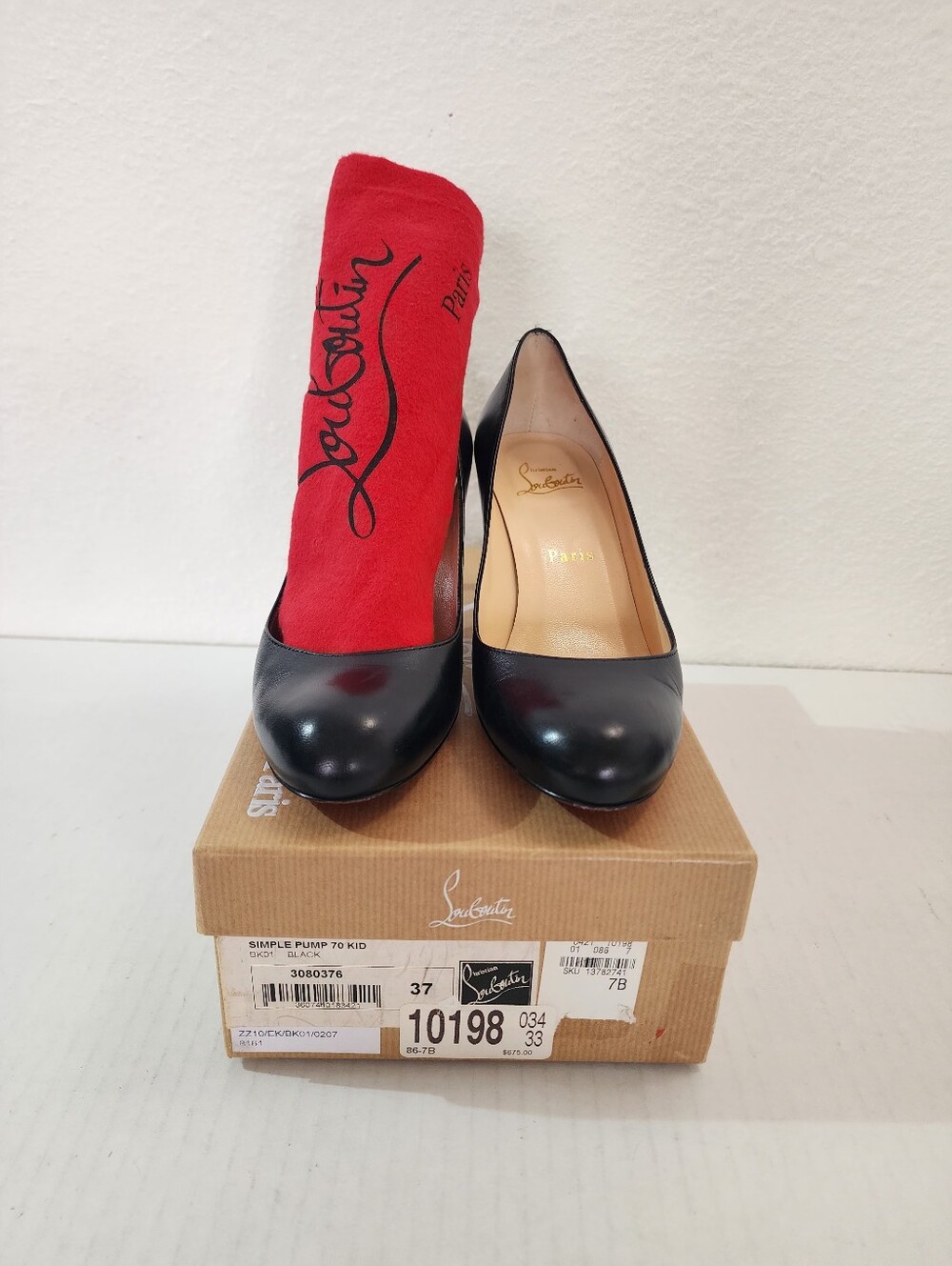 Christian Louboutin Simple Pump 70 Black Kid Leather Pumps EU 37
